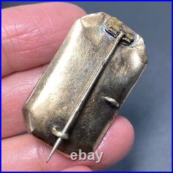 Antique Victorian Gold Filled Rectangular Brooch Pendant Repousse Hand-Chiseled