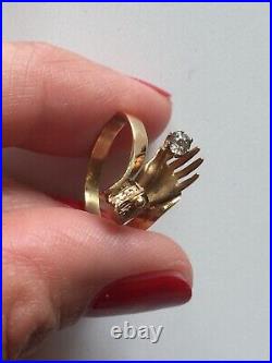 Antique Victorian Gold Ring Diamond Hand Anello Oro Antico Diamante Mano
