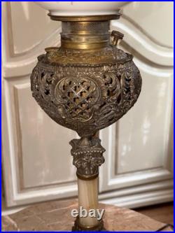 Antique Victorian Gone With The Wind Parlor Banquet Lamp Hand Painted NICE