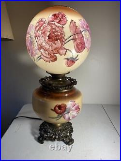 Antique Victorian Gone With The Wind Parlor Banquet Lamp Hand Painted See Discr