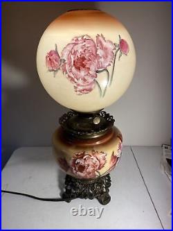 Antique Victorian Gone With The Wind Parlor Banquet Lamp Hand Painted See Discr