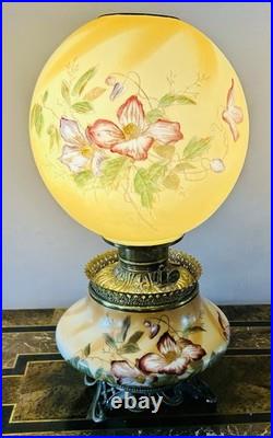 Antique Victorian Gone With the Wind Hand Painted Flowers Yellow Background