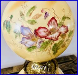 Antique Victorian Gone With the Wind Hand Painted Flowers Yellow Background