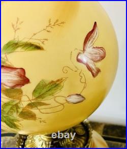 Antique Victorian Gone With the Wind Hand Painted Flowers Yellow Background