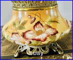 Antique Victorian Gone With the Wind Hand Painted Flowers Yellow Background