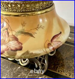 Antique Victorian Gone With the Wind Hand Painted Flowers Yellow Background