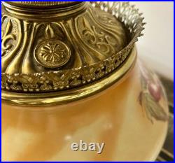 Antique Victorian Gone With the Wind Hand Painted Flowers Yellow Background