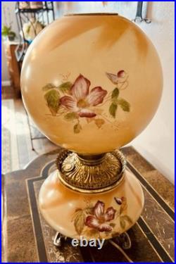 Antique Victorian Gone With the Wind Hand Painted Flowers Yellow Background
