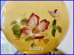 Antique Victorian Gone With the Wind Hand Painted Flowers Yellow Background