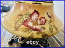 Antique Victorian Gone With the Wind Hand Painted Flowers Yellow Background