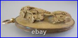 Antique Victorian Greek God Bacchus Lava Hand Carved Cameo Pendant 10K & GF
