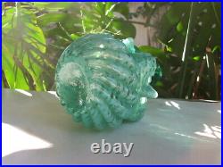 Antique Victorian HAND BLOWN Swirled, Ruffled ART GLASS BASKET Thorn Handle MINT