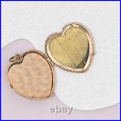 Antique Victorian HEART Hand Etched Yellow Gold Filled Puffy Heart Charm Locket