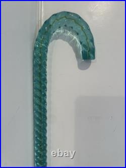 Antique Victorian Hand-Blown Glass Aqua Blue Swirl Parade Walking Cane 34 Read