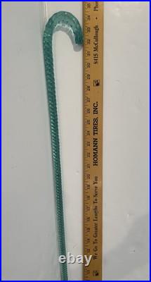Antique Victorian Hand-Blown Glass Aqua Blue Swirl Parade Walking Cane 34 Read