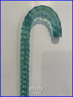 Antique Victorian Hand-Blown Glass Aqua Blue Swirl Parade Walking Cane 34 Read