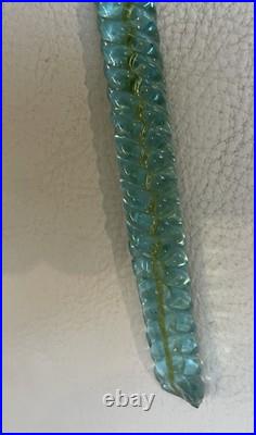 Antique Victorian Hand-Blown Glass Aqua Blue Swirl Parade Walking Cane 34 Read