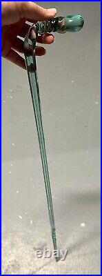 Antique Victorian Hand-Blown Glass Aqua Swirl 29 End of Day Parade Walking Cane