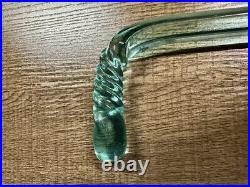 Antique Victorian Hand-Blown Glass Aqua Swirl 29 End of Day Parade Walking Cane