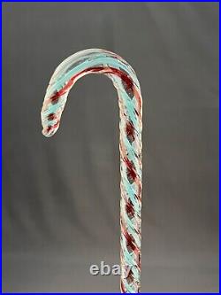 Antique Victorian Hand-Blown Red & Blue Glass 49 End of Day Parade Walking Cane