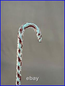 Antique Victorian Hand-Blown Red & Blue Glass 49 End of Day Parade Walking Cane