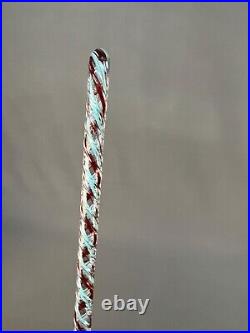 Antique Victorian Hand-Blown Red & Blue Glass 49 End of Day Parade Walking Cane