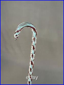 Antique Victorian Hand-Blown Red & Blue Glass 49 End of Day Parade Walking Cane