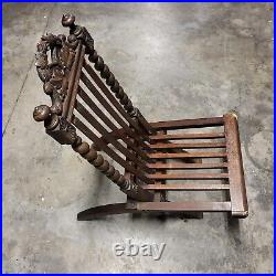 Antique Victorian Hand Carved Folding Chair / Deck Chair RARE HTF