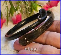 Antique Victorian Hand Carved Horn Snake Bangle Bracelet c1890/1920 RARE