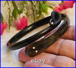 Antique Victorian Hand Carved Horn Snake Bangle Bracelet c1890/1920 RARE