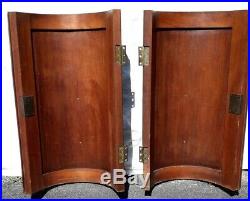 Antique Victorian Hand Carved Mahogany Matching Pair Curved Doors Salvage Beauty