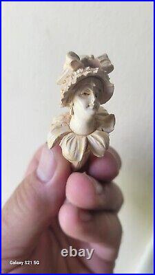 Antique Victorian Hand Carved Meerschaum Pipe Flower Petal Lady Woman Fairy