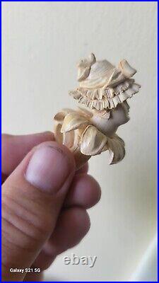 Antique Victorian Hand Carved Meerschaum Pipe Flower Petal Lady Woman Fairy