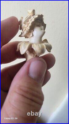 Antique Victorian Hand Carved Meerschaum Pipe Flower Petal Lady Woman Fairy