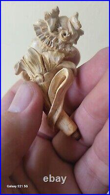 Antique Victorian Hand Carved Meerschaum Pipe Flower Petal Lady Woman Fairy