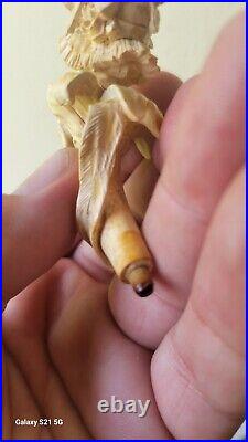 Antique Victorian Hand Carved Meerschaum Pipe Flower Petal Lady Woman Fairy