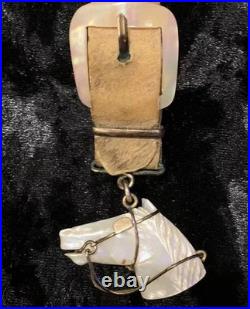 Antique Victorian Hand Carved Mother of Pearl Horse Head Pendant/ Watch Fob
