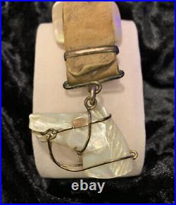 Antique Victorian Hand Carved Mother of Pearl Horse Head Pendant/ Watch Fob