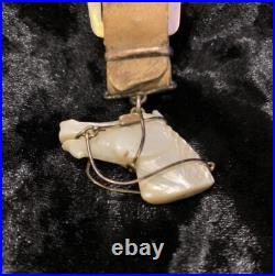 Antique Victorian Hand Carved Mother of Pearl Horse Head Pendant/ Watch Fob