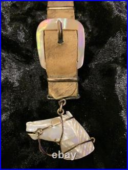Antique Victorian Hand Carved Mother of Pearl Horse Head Pendant/ Watch Fob