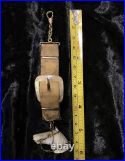 Antique Victorian Hand Carved Mother of Pearl Horse Head Pendant/ Watch Fob
