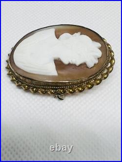 Antique Victorian Hand Carved Natural Shell, 1.8X1.4