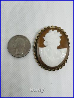Antique Victorian Hand Carved Natural Shell, 1.8X1.4