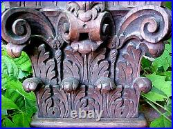 Antique Victorian Hand Carved Oak Column Capital Architectural Pilaster Detroit