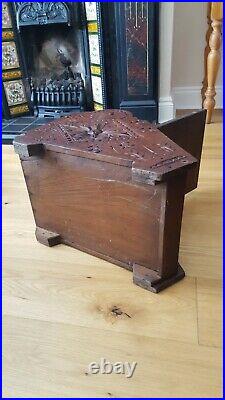 Antique Victorian Hand Carved Oak Wood Coal Scuttle Purdonium Fireside Log Box