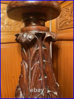 Antique Victorian Hand Carved Plinth Pedestal Plant Stand -Reclaimed Salvage