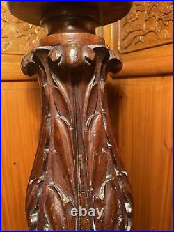Antique Victorian Hand Carved Plinth Pedestal Plant Stand -Reclaimed Salvage
