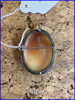 Antique Victorian Hand Carved Shell Cameo Pendant /Pin Depicting Venus & Cupid