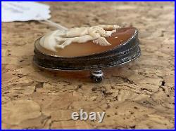 Antique Victorian Hand Carved Shell Cameo Pendant /Pin Depicting Venus & Cupid