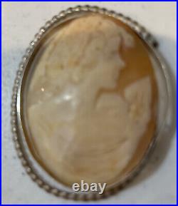 Antique Victorian Hand Carved Shell Detailed Setting Cameo Broach Needs Setting